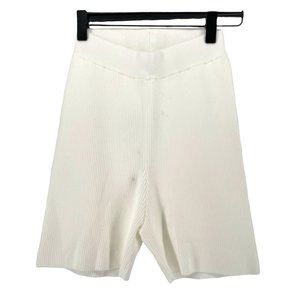 As You women's ivory off white ribbed knit sweater bike shorts 2 or extra small